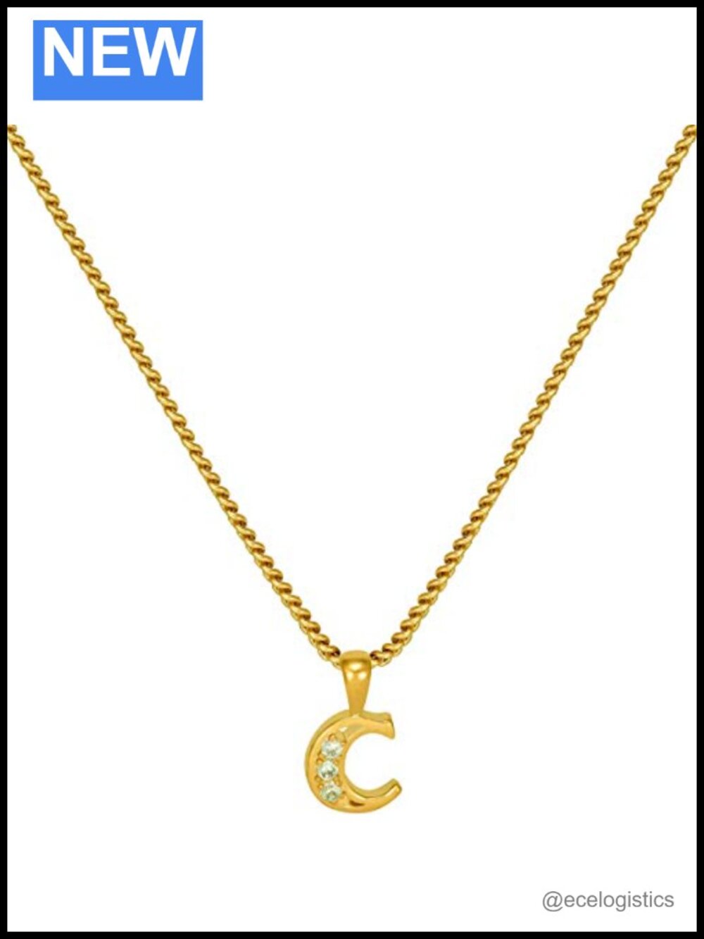 24k Gold Plated Initial Letter Pendant Necklace CZ